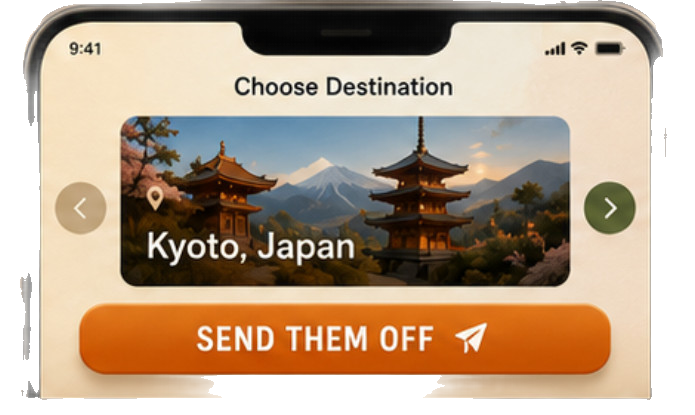 Choose destination phone screen